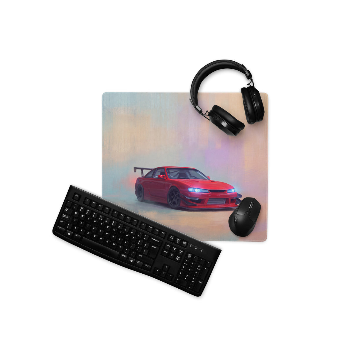 Nissan Silvia Inspired Crimson S14 Kouki Drift Desk Mat – Low-Friction Cloth Setup Mousepad