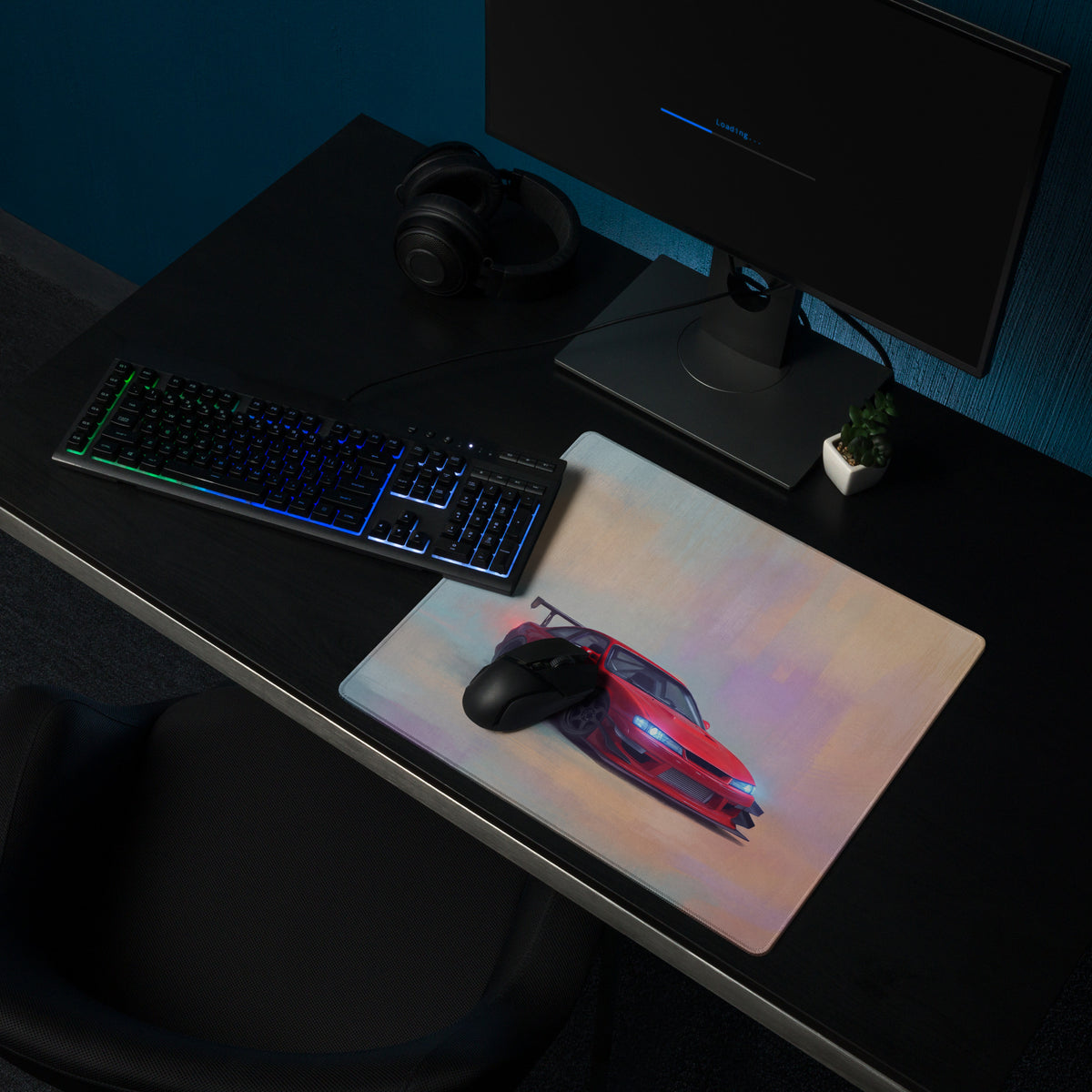 Nissan Silvia Inspired Crimson S14 Kouki Drift Desk Mat – Low-Friction Cloth Setup Mousepad