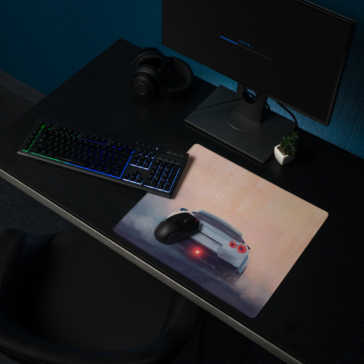 Nissan GT-R Inspired Pearl White Rear Diffuser Desk Mat – High-Precision XL Gaming Mousepad