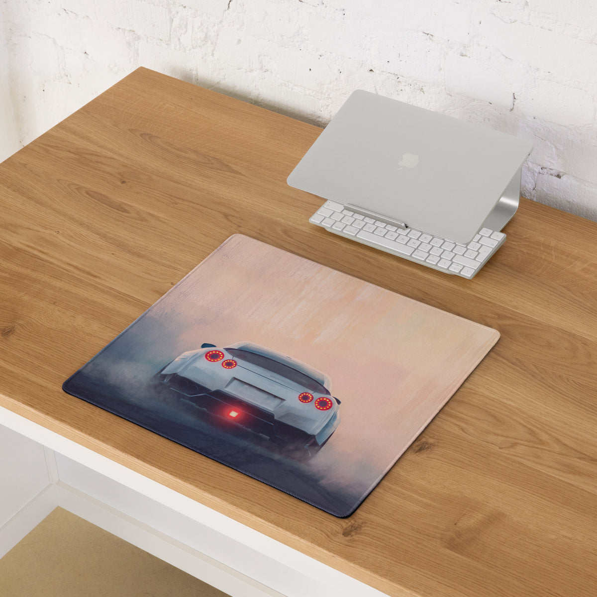 Nissan GT-R Inspired Pearl White Rear Diffuser Desk Mat – High-Precision XL Gaming Mousepad