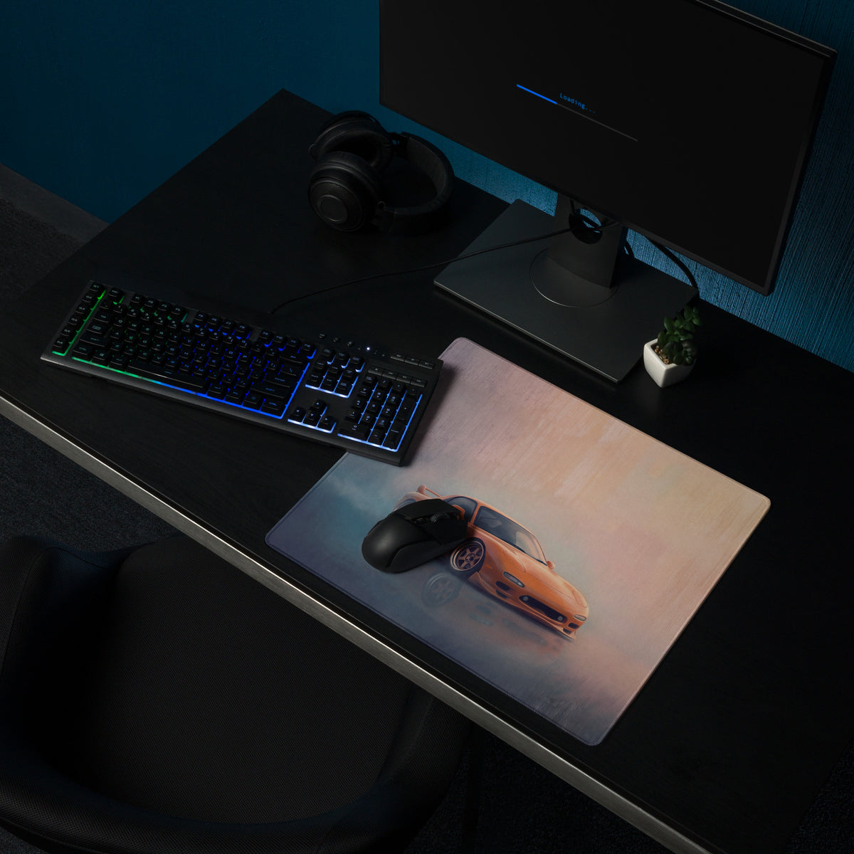 Mazda RX-7 Inspired Competition Orange FD Desk Pad – Ultra-Glide Stitched Edge Gaming Mouse Mat