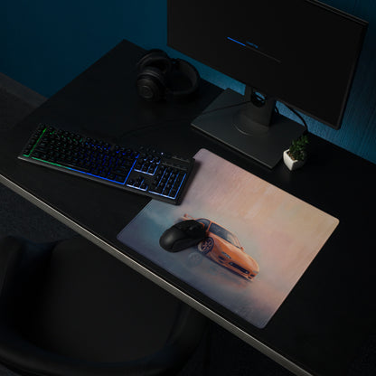 Mazda RX-7 Inspired Competition Orange FD Desk Pad – Ultra-Glide Stitched Edge Gaming Mouse Mat