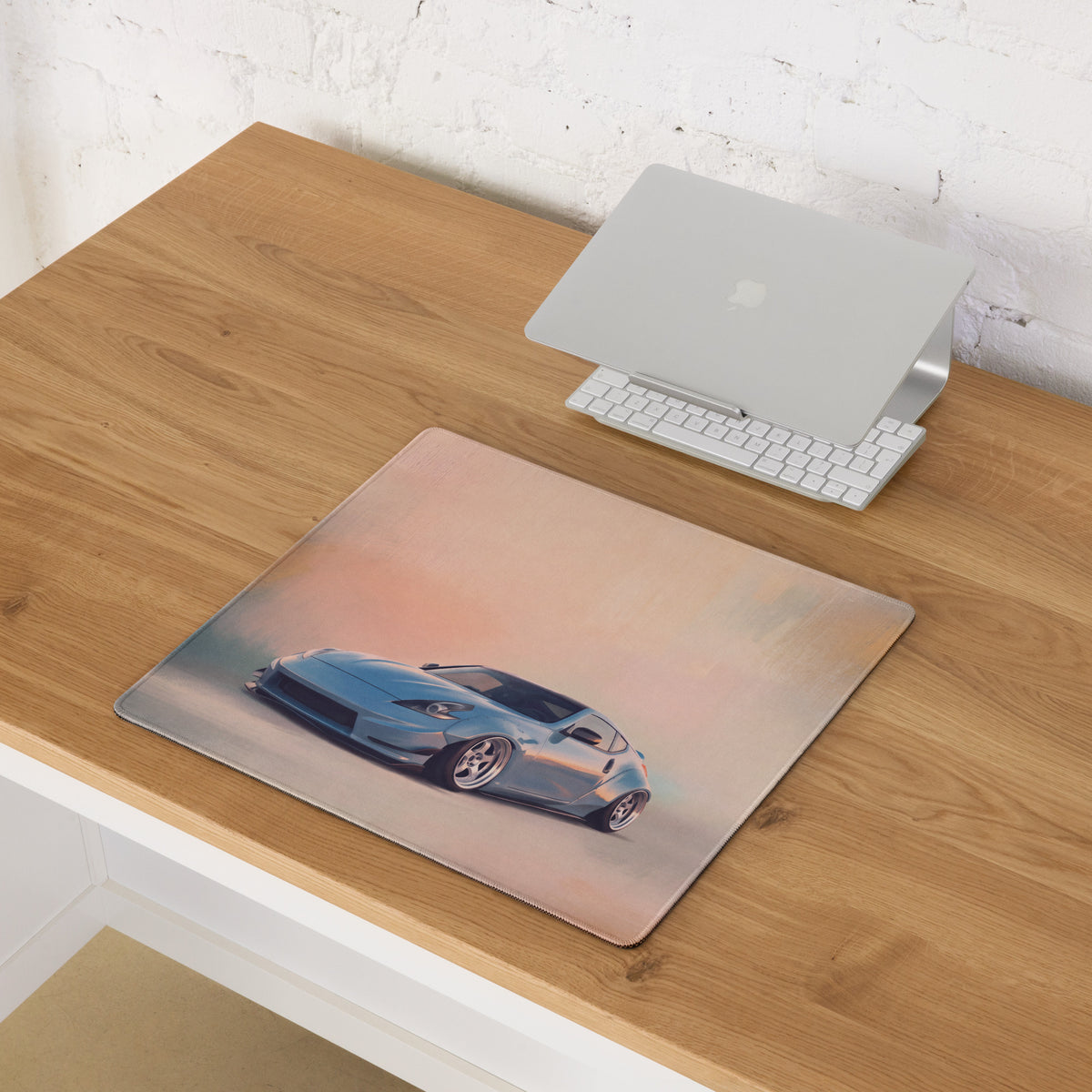 Nissan 370Z Inspired Light Blue Stance Desk Mat – Low-Friction Cloth Setup Mousepad