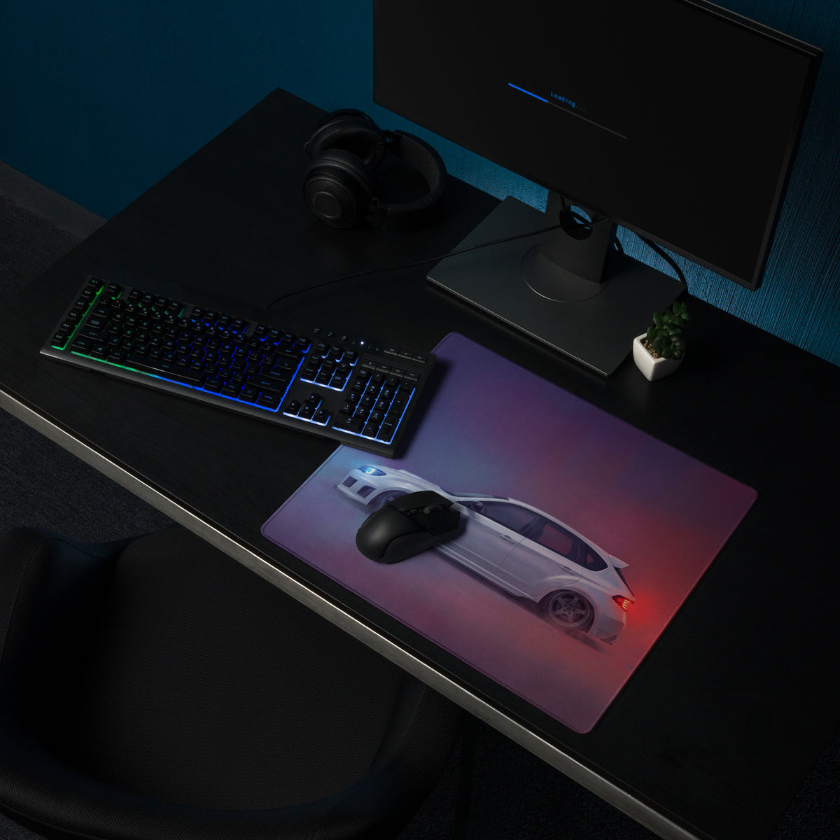 Subaru Impreza WRX STI Inspired Aspen White Hatch Desk Pad – Extended Non-Slip PC Mouse Mat