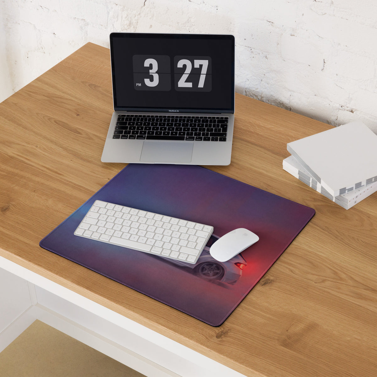 Subaru Impreza WRX STI Inspired Aspen White Hatch Desk Pad – Extended Non-Slip PC Mouse Mat