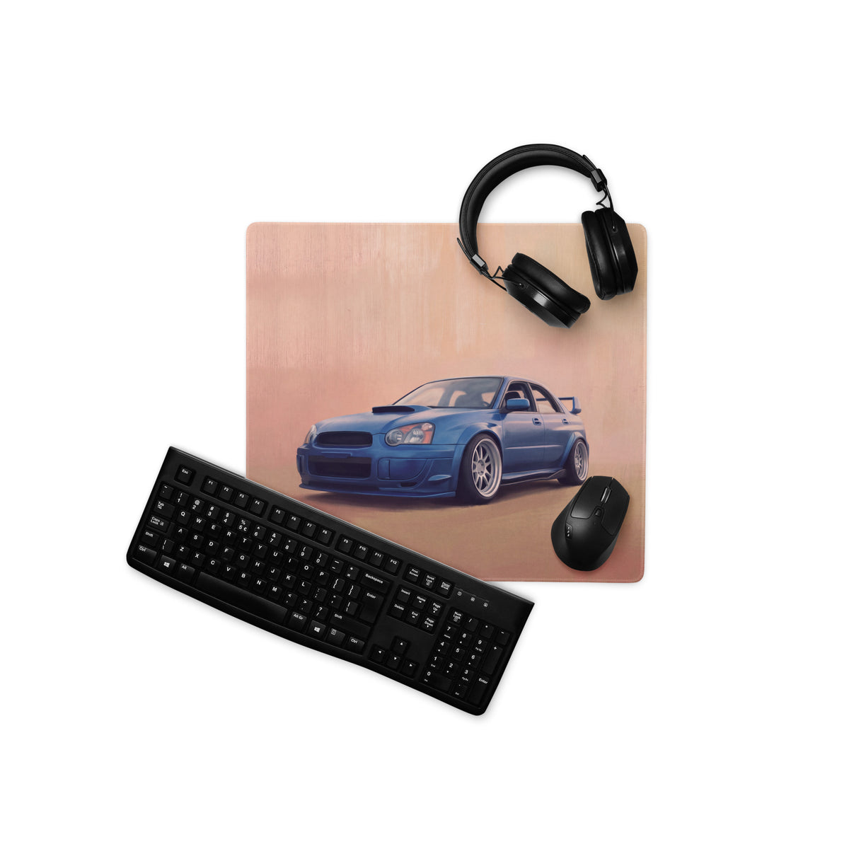 Subaru Impreza WRX STI Inspired World Rally Blue Blobeye Desk Pad – Ultra-Glide Stitched Edge Gaming Mouse Mat