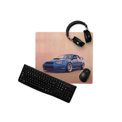 Subaru Impreza WRX STI Inspired World Rally Blue Blobeye Desk Pad – Ultra-Glide Stitched Edge Gaming Mouse Mat