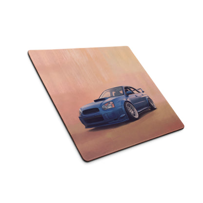 Subaru Impreza WRX STI Inspired World Rally Blue Blobeye Desk Pad – Ultra-Glide Stitched Edge Gaming Mouse Mat