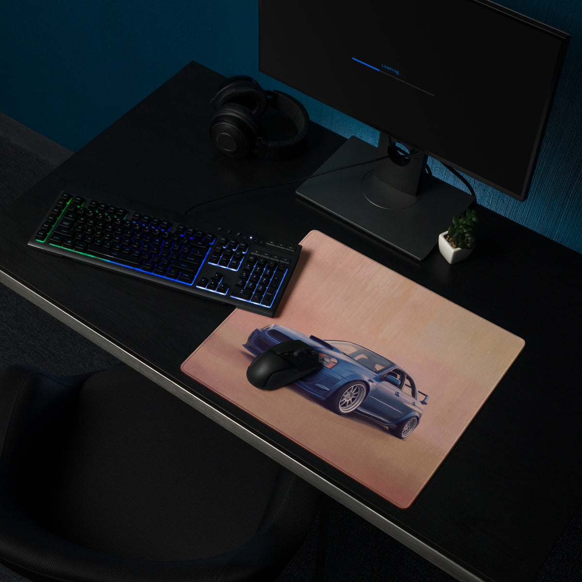 Subaru Impreza WRX STI Inspired World Rally Blue Blobeye Desk Pad – Ultra-Glide Stitched Edge Gaming Mouse Mat
