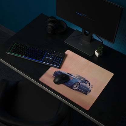 Subaru Impreza WRX STI Inspired World Rally Blue Blobeye Desk Pad – Ultra-Glide Stitched Edge Gaming Mouse Mat