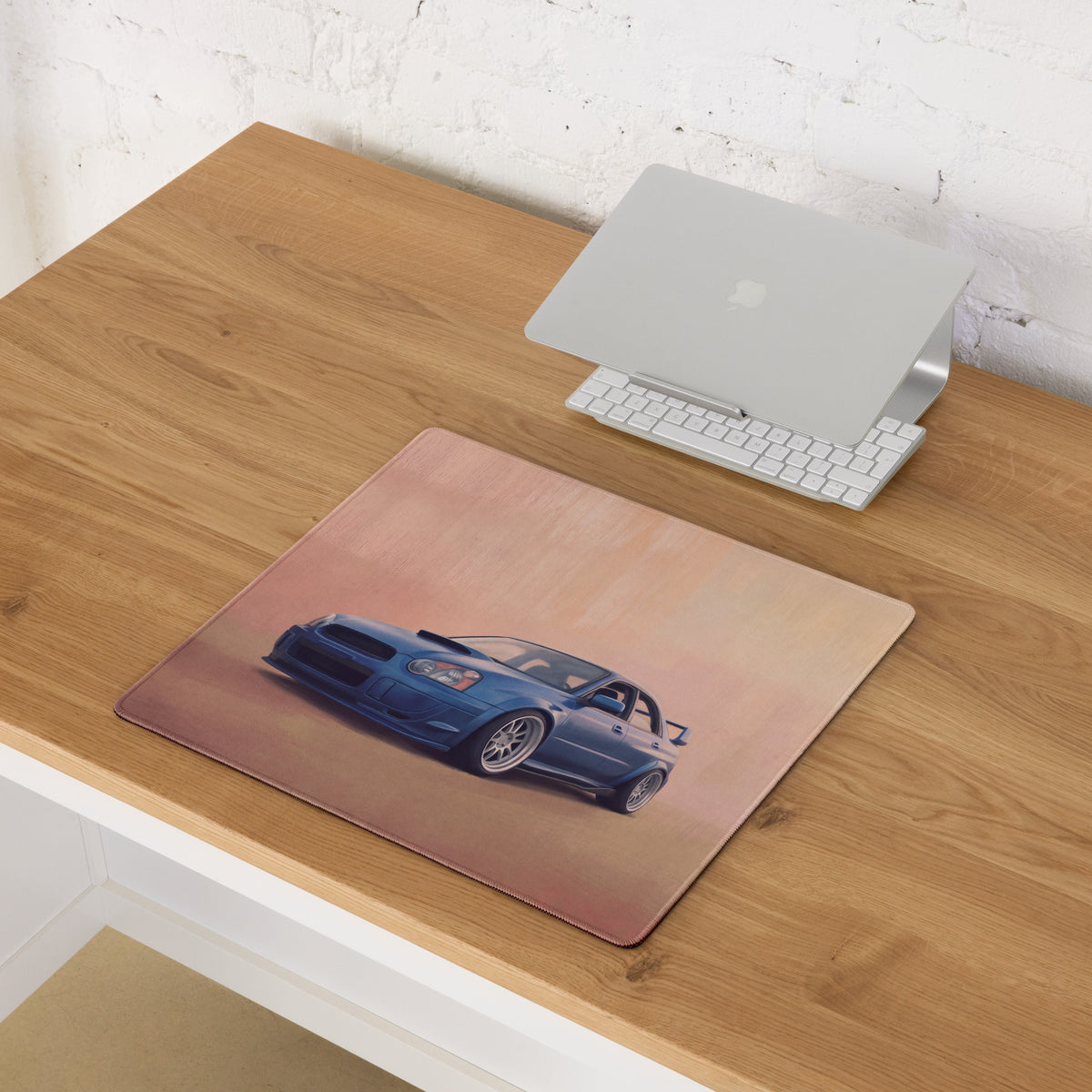 Subaru Impreza WRX STI Inspired World Rally Blue Blobeye Desk Pad – Ultra-Glide Stitched Edge Gaming Mouse Mat