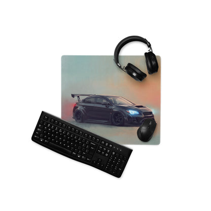 Subaru WRX STI Inspired Crystal Black Widebody Desk Mat – Low-Friction Cloth Setup Mousepad