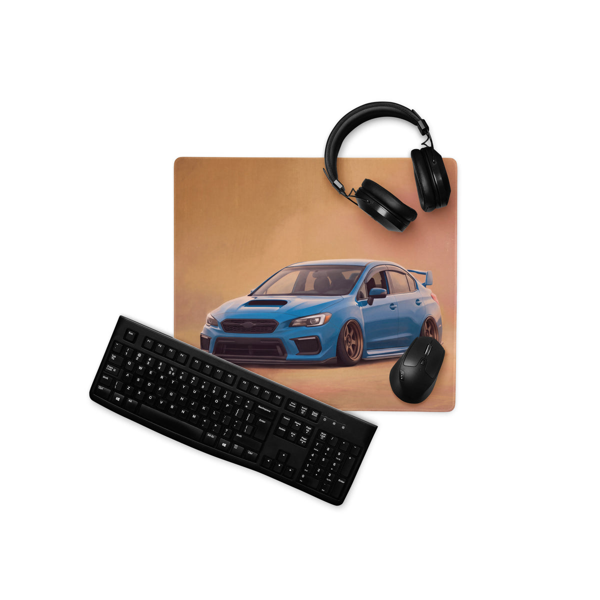 Subaru WRX STI Inspired Hyper Blue Stance Desk Pad – Extended Non-Slip PC Mouse Mat
