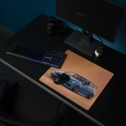 Subaru WRX STI Inspired Hyper Blue Stance Desk Pad – Extended Non-Slip PC Mouse Mat