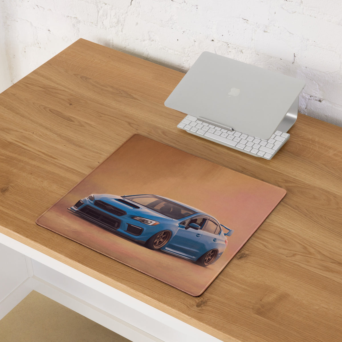 Subaru WRX STI Inspired Hyper Blue Stance Desk Pad – Extended Non-Slip PC Mouse Mat
