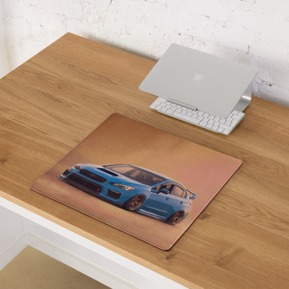 Subaru WRX STI Inspired Hyper Blue Stance Desk Pad – Extended Non-Slip PC Mouse Mat