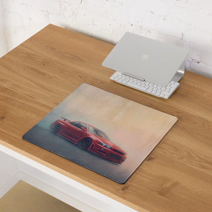 Nissan Skyline Inspired Active Red R34 GT-R Desk Pad – Ultra-Glide Stitched Edge Gaming Mouse Mat