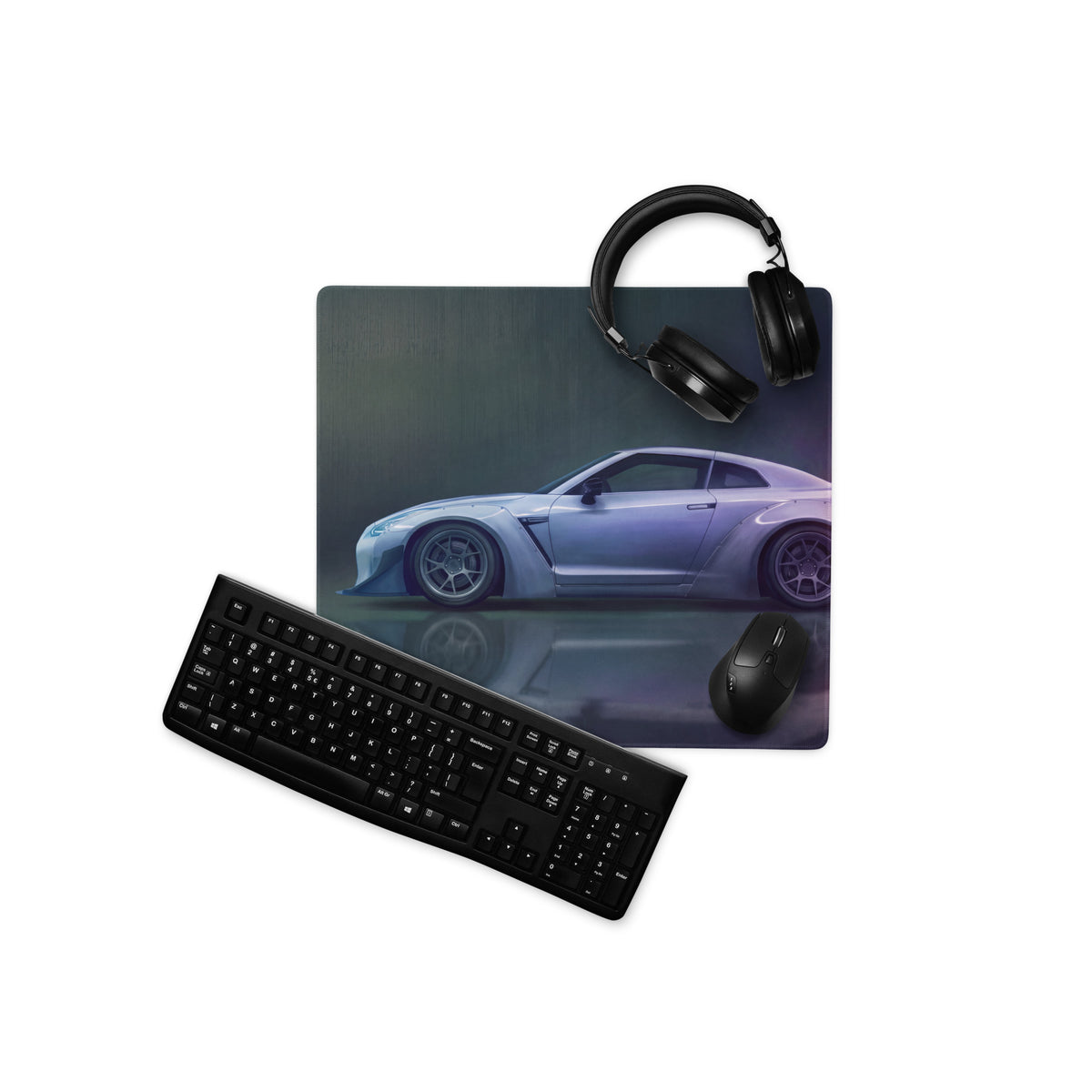 Nissan GT-R Inspired Ultimate Silver Widebody Desk Pad – Ultra-Glide Stitched Edge Gaming Mouse Mat