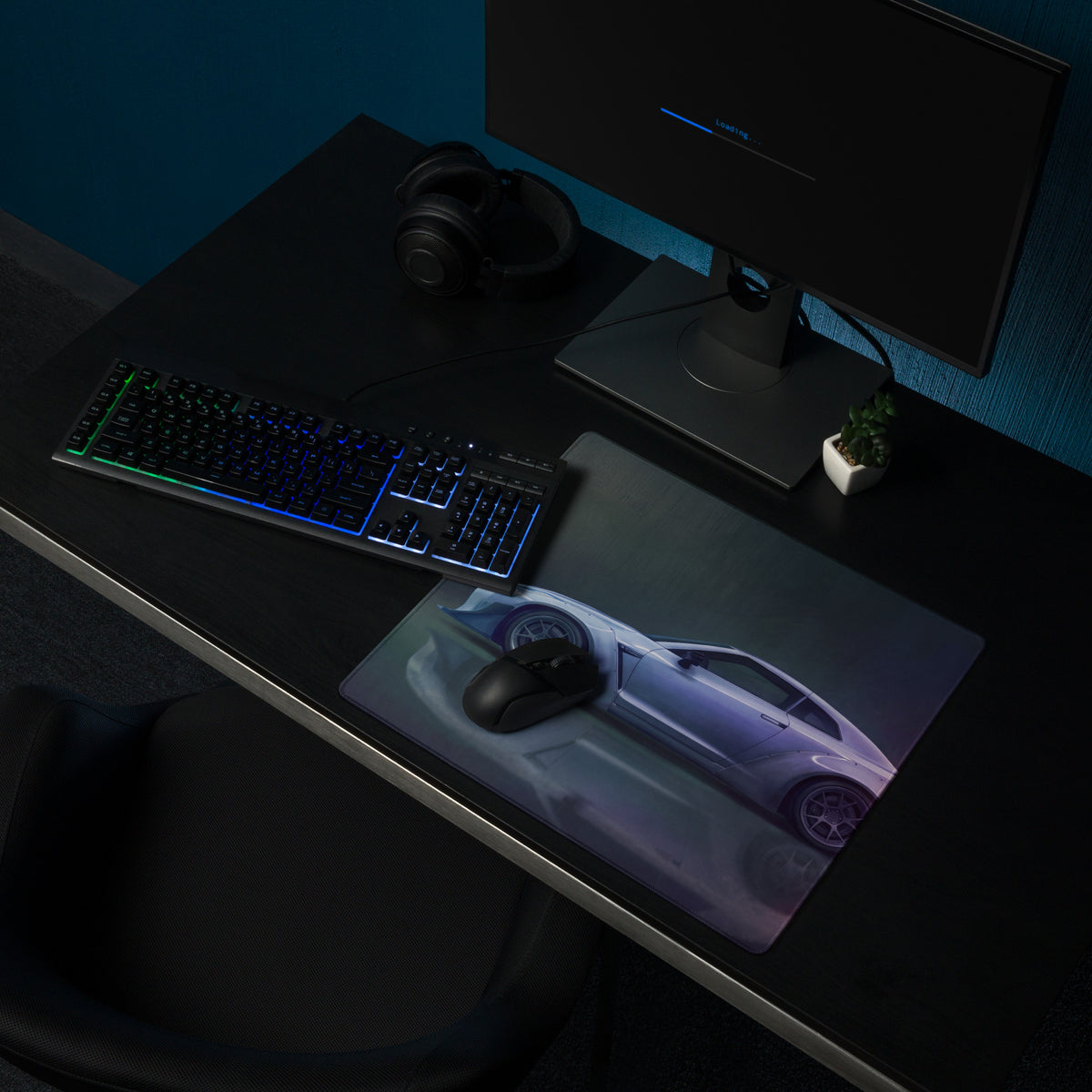 Nissan GT-R Inspired Ultimate Silver Widebody Desk Pad – Ultra-Glide Stitched Edge Gaming Mouse Mat
