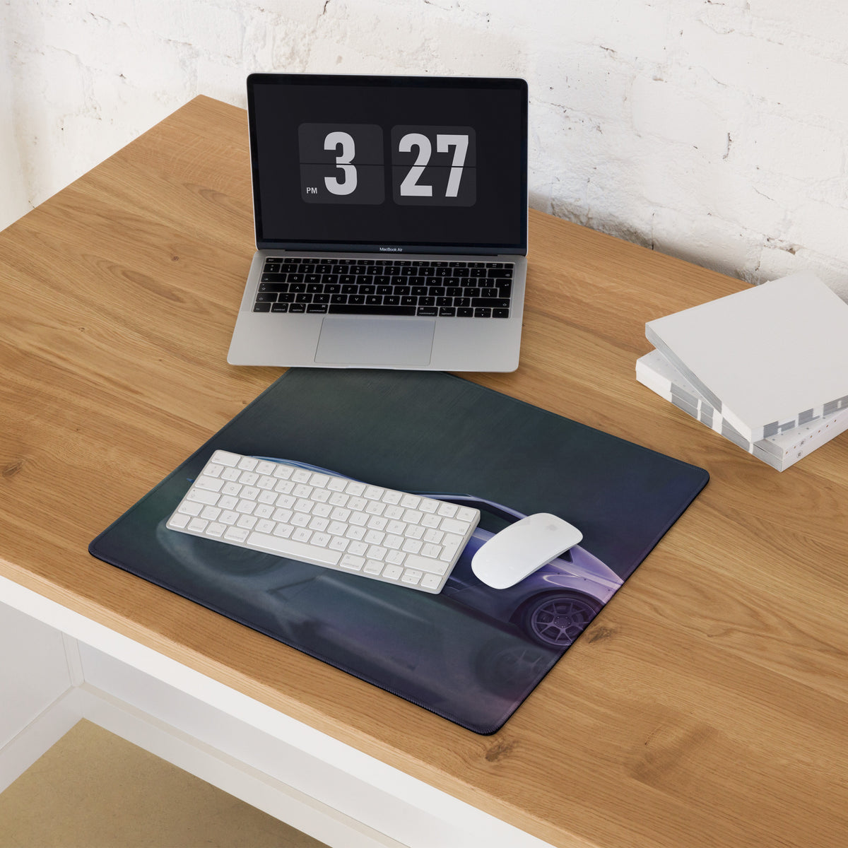 Nissan GT-R Inspired Ultimate Silver Widebody Desk Pad – Ultra-Glide Stitched Edge Gaming Mouse Mat
