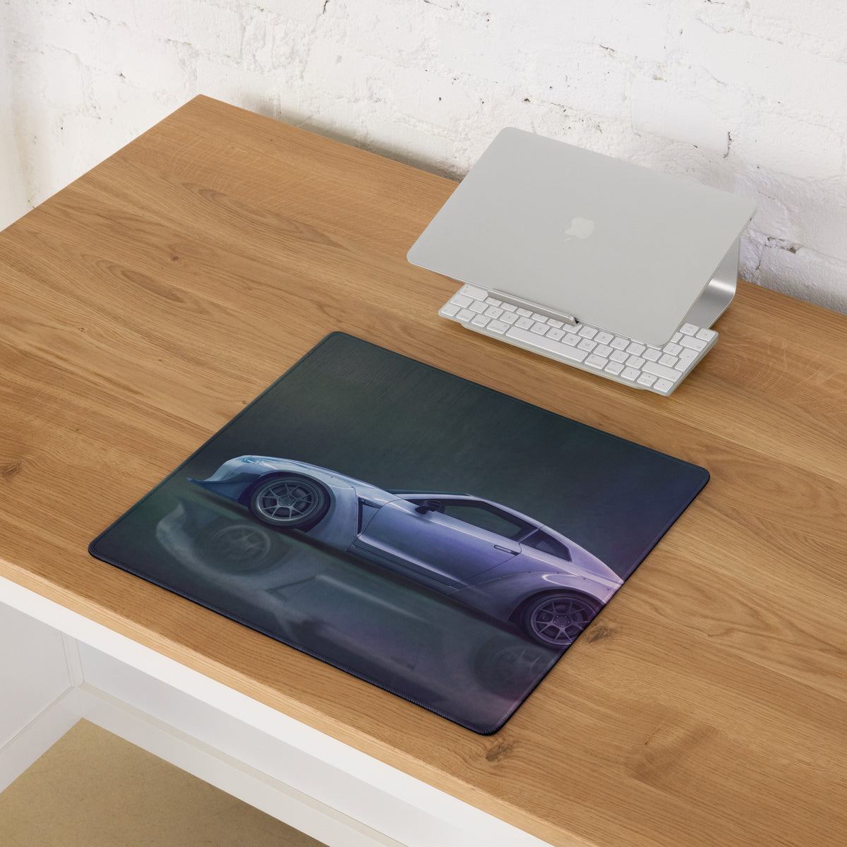 Nissan GT-R Inspired Ultimate Silver Widebody Desk Pad – Ultra-Glide Stitched Edge Gaming Mouse Mat