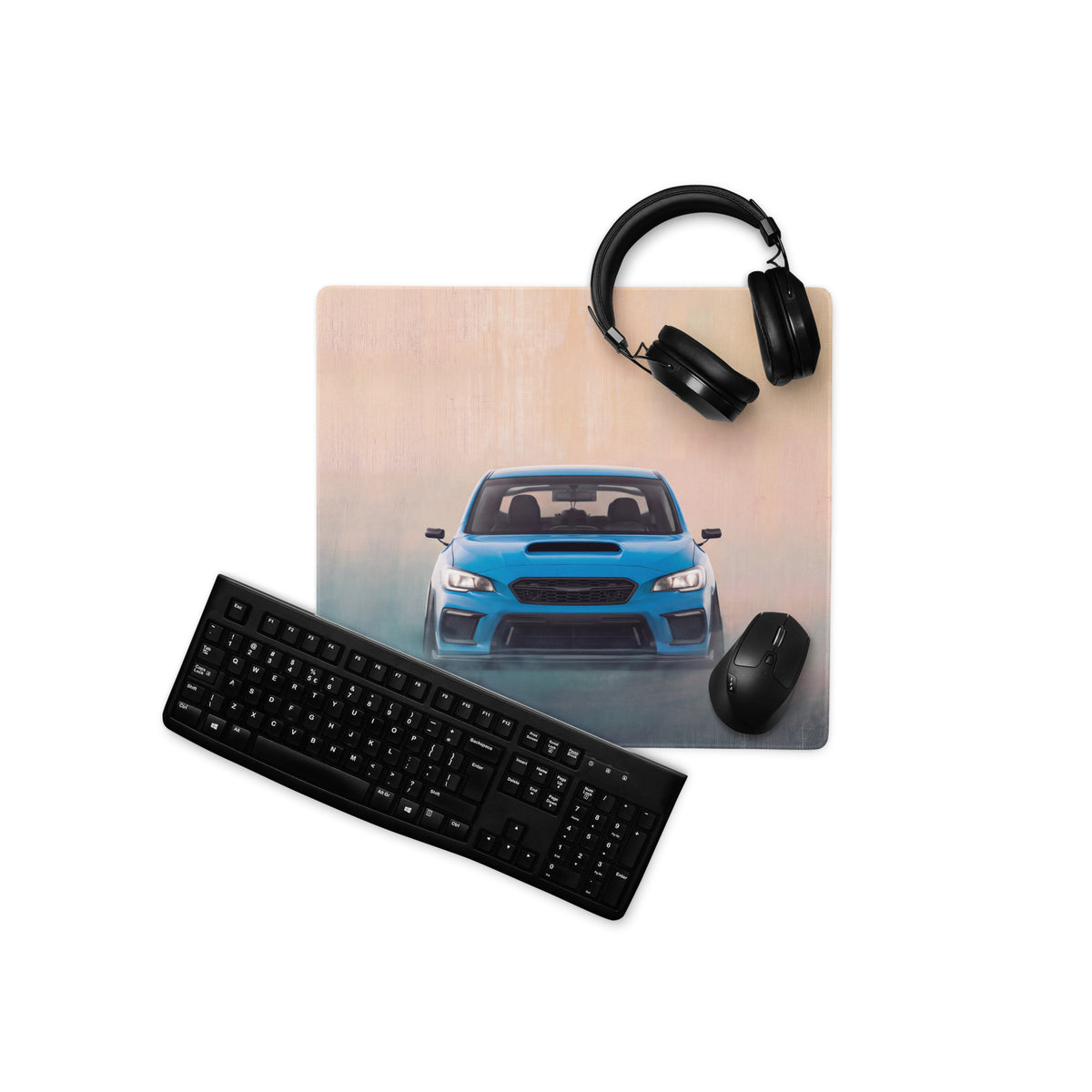 Subaru WRX STI Inspired Hyper Blue Stance Front Desk Pad – Extended Non-Slip PC Mouse Mat