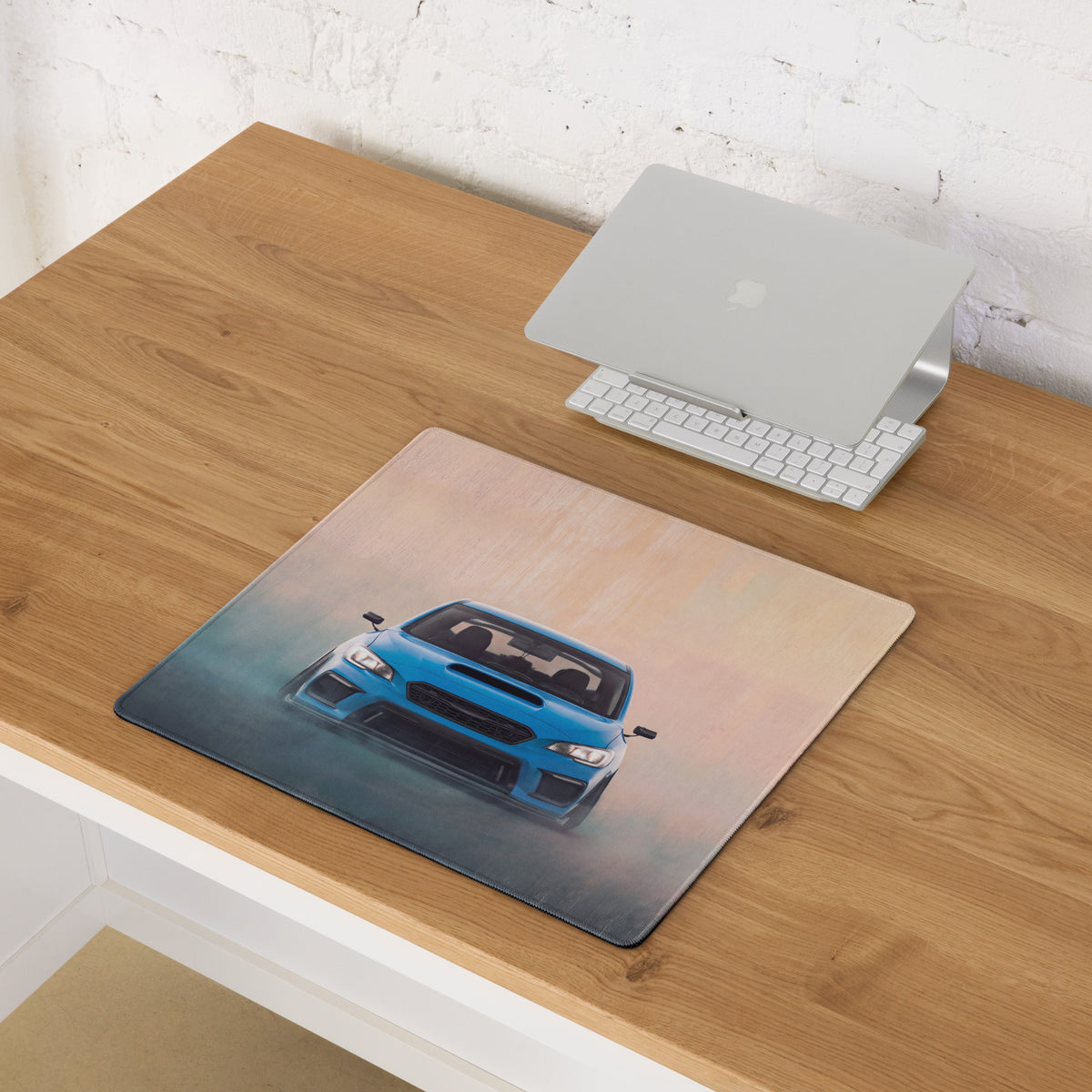 Subaru WRX STI Inspired Hyper Blue Stance Front Desk Pad – Extended Non-Slip PC Mouse Mat