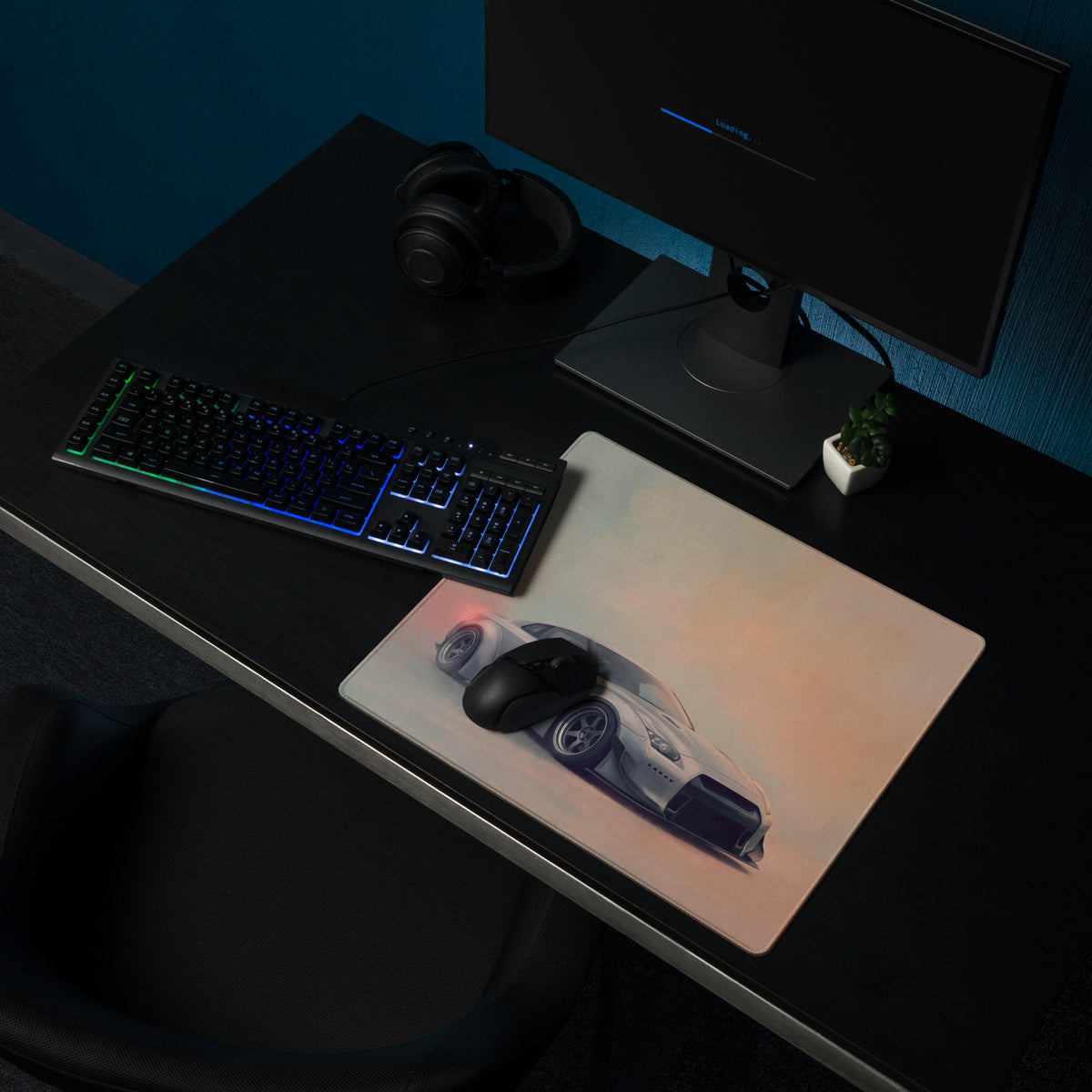 Nissan GT-R Inspired Ultimate Silver Widebody Desk Pad – Extended Non-Slip PC Mouse Mat