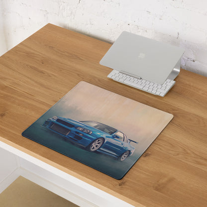 Nissan Skyline Inspired Bayside Blue White Rim R34 GT-R Desk Mat – High-Precision XL Gaming Mousepad