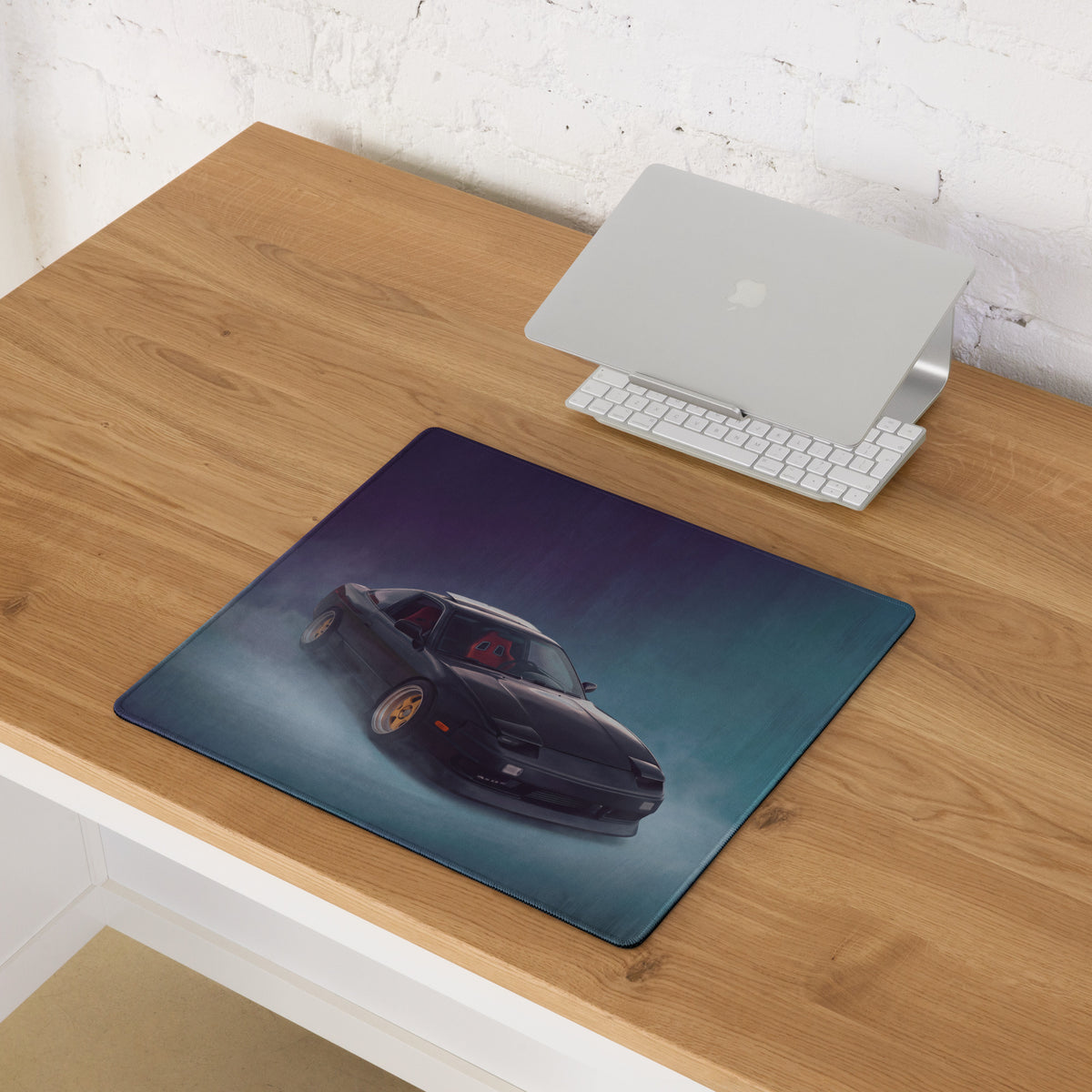 Nissan 180SX Inspired Midnight Stealth Pop-Up Desk Pad – Ultra-Glide Stitched Edge Gaming Mouse Mat