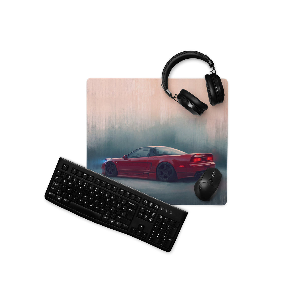 Honda NSX Inspired Formula Red Rear Profile Desk Mat – Low-Friction Cloth Setup Mousepad