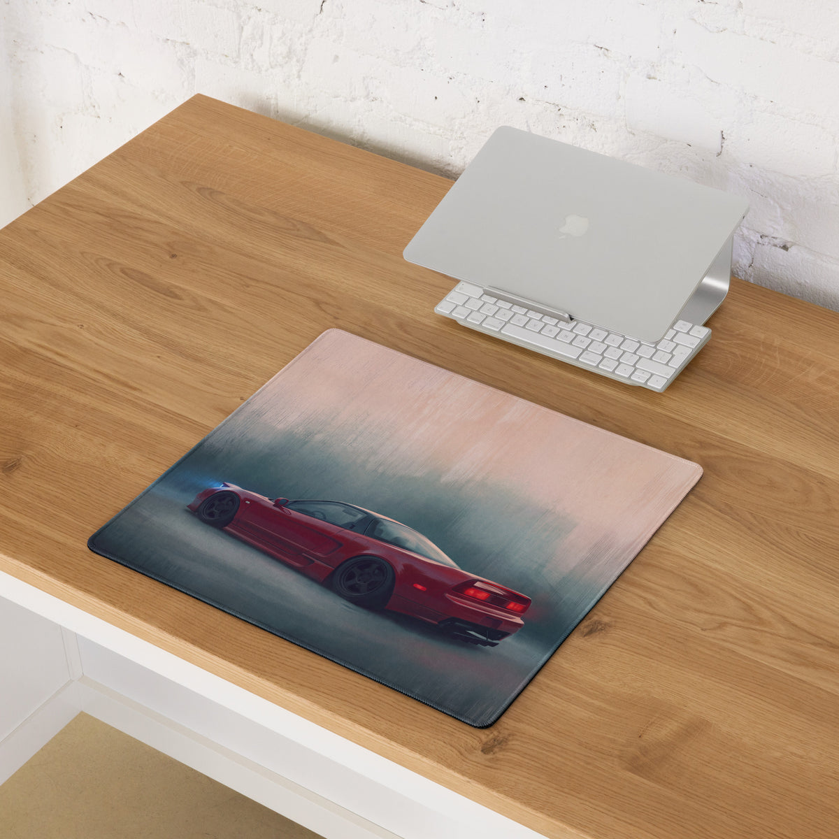 Honda NSX Inspired Formula Red Rear Profile Desk Mat – Low-Friction Cloth Setup Mousepad