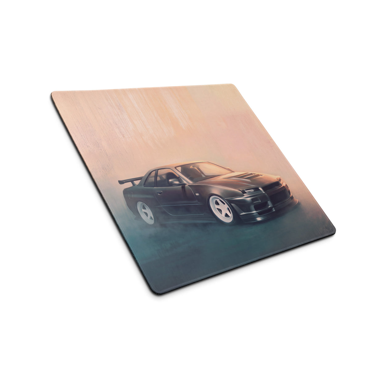 Nissan Skyline Inspired Gunmetal White Rim R34 GT-R Desk Pad – Extended Non-Slip PC Mouse Mat
