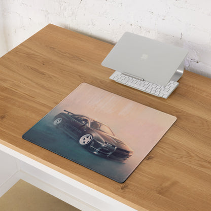 Nissan Skyline Inspired Gunmetal White Rim R34 GT-R Desk Pad – Extended Non-Slip PC Mouse Mat