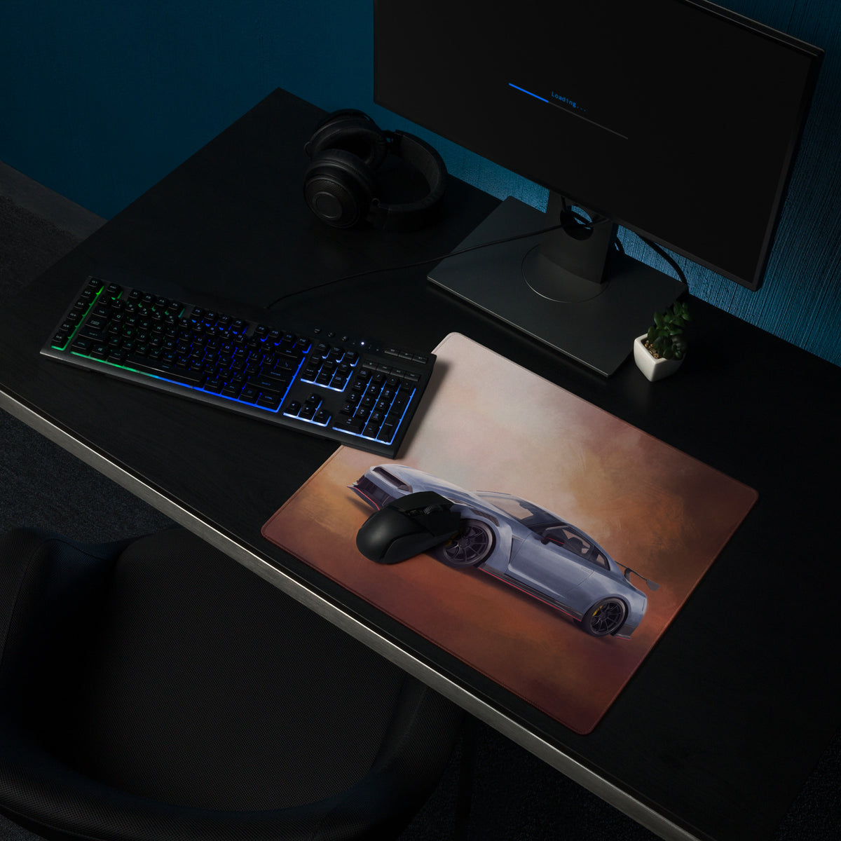 Nissan GT-R Inspired Nismo Stealth Gray Track Desk Mat – High-Precision XL Gaming Mousepad