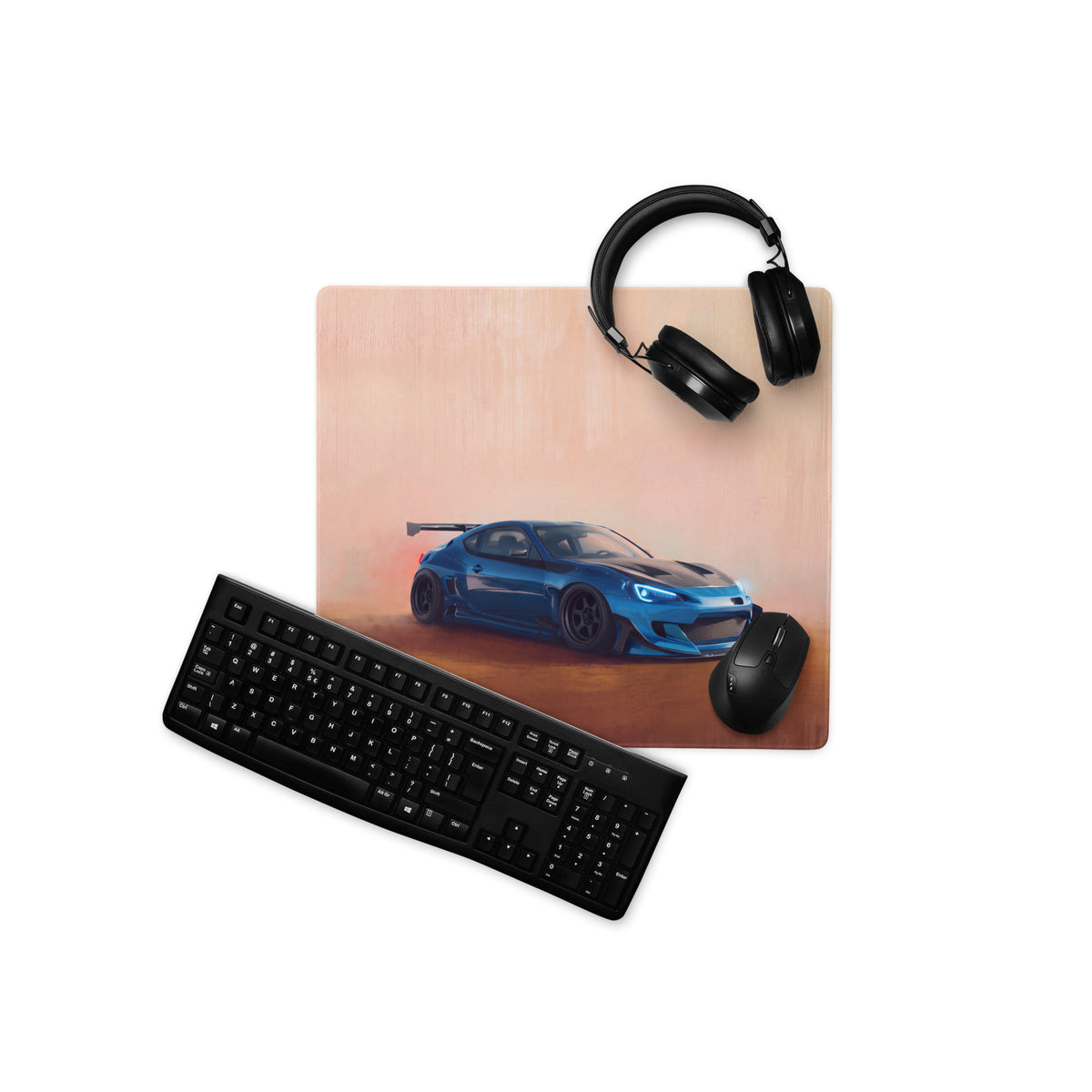 Subaru BRZ Inspired World Rally Blue GT Wing Desk Pad – Ultra-Glide Stitched Edge Gaming Mouse Mat