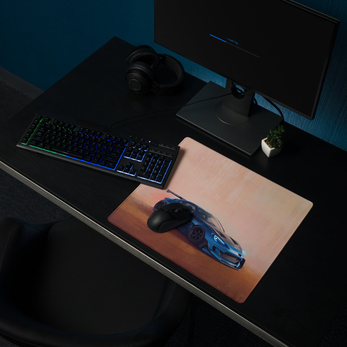 Subaru BRZ Inspired World Rally Blue GT Wing Desk Pad – Ultra-Glide Stitched Edge Gaming Mouse Mat