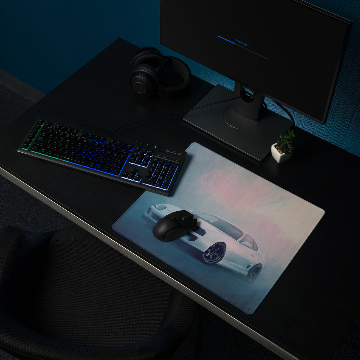 Toyota Supra Inspired Super White MK4 Low-Stance Desk Mat – Low-Friction Cloth Setup Mousepad