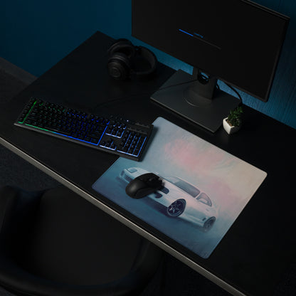 Toyota Supra Inspired Super White MK4 Low-Stance Desk Mat – Low-Friction Cloth Setup Mousepad