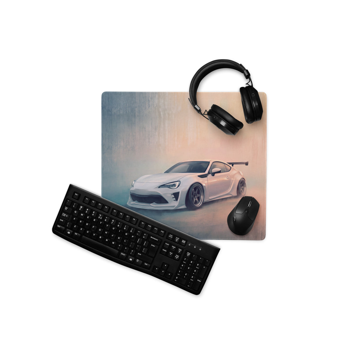 Toyota 86 Inspired Halo White Widebody GT Wing Desk Pad – Extended Non-Slip PC Mouse Mat