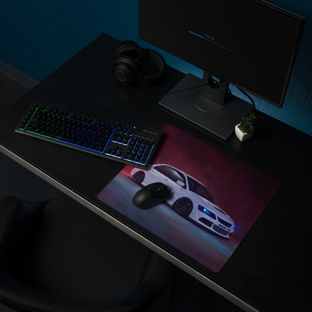 Mitsubishi Lancer Evolution Inspired Pure White Evo IX Side Profile Desk Mat – High-Precision XL Gaming Mousepad