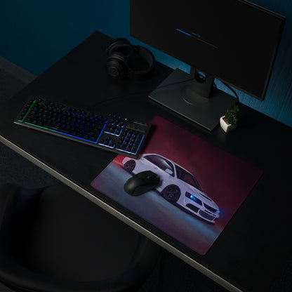 Mitsubishi Lancer Evolution Inspired Pure White Evo IX Side Profile Desk Mat – High-Precision XL Gaming Mousepad