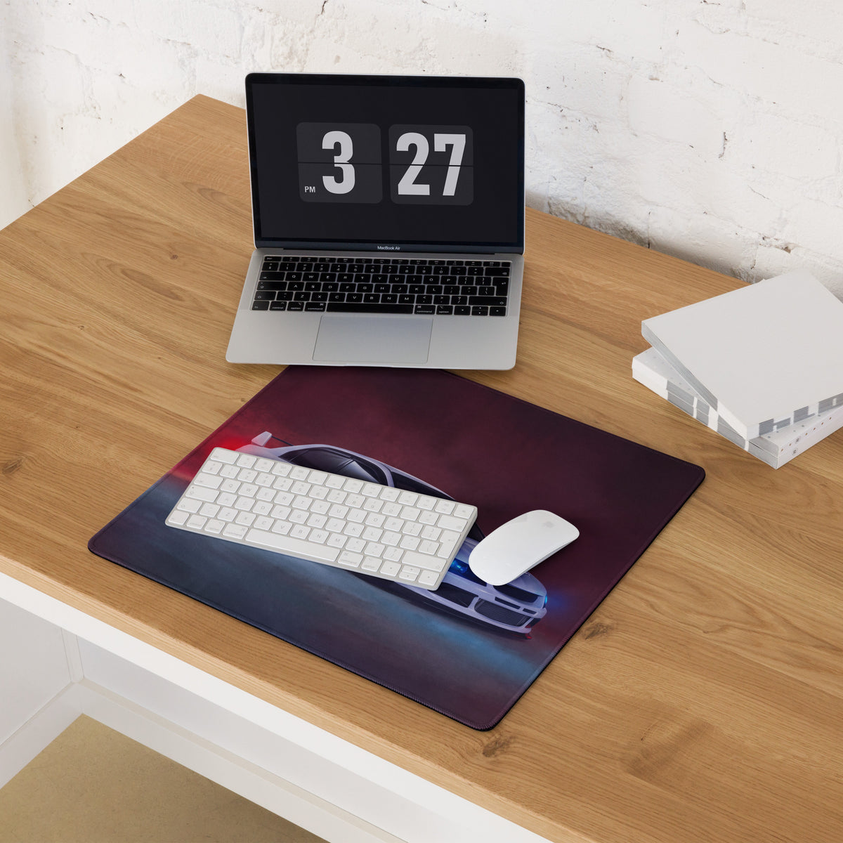 Mitsubishi Lancer Evolution Inspired Pure White Evo IX Side Profile Desk Mat – High-Precision XL Gaming Mousepad