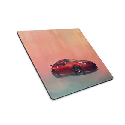 Nissan 370Z Inspired Solid Red Bronze Rim Desk Pad – Ultra-Glide Stitched Edge Gaming Mouse Mat