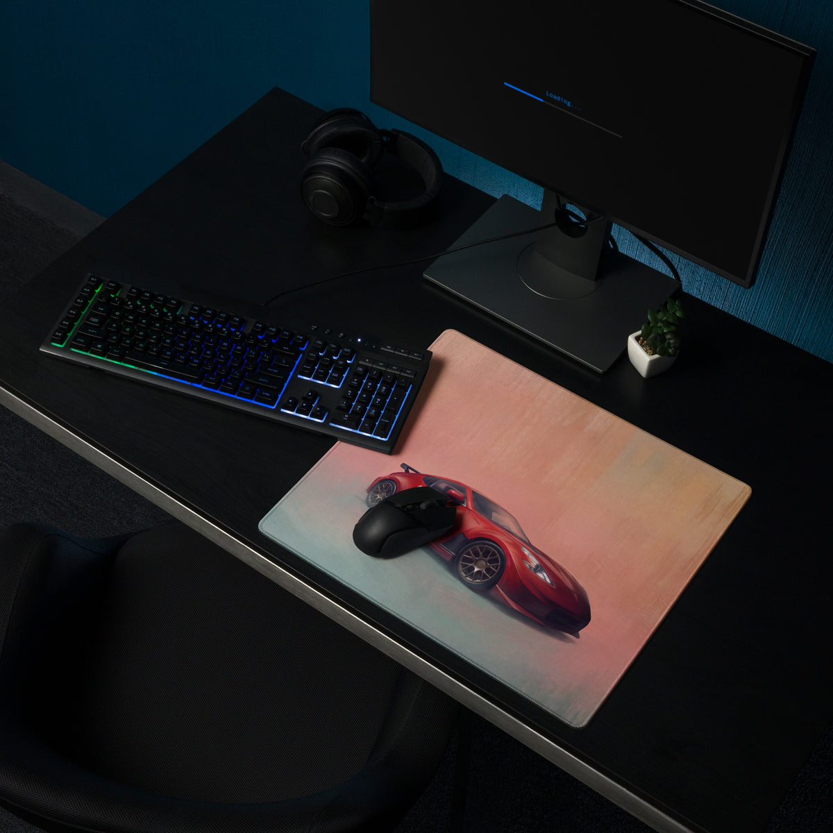 Nissan 370Z Inspired Solid Red Bronze Rim Desk Pad – Ultra-Glide Stitched Edge Gaming Mouse Mat