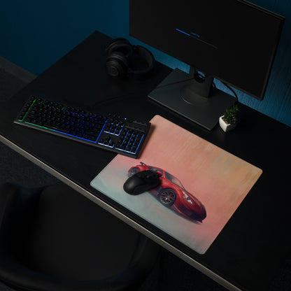 Nissan 370Z Inspired Solid Red Bronze Rim Desk Pad – Ultra-Glide Stitched Edge Gaming Mouse Mat