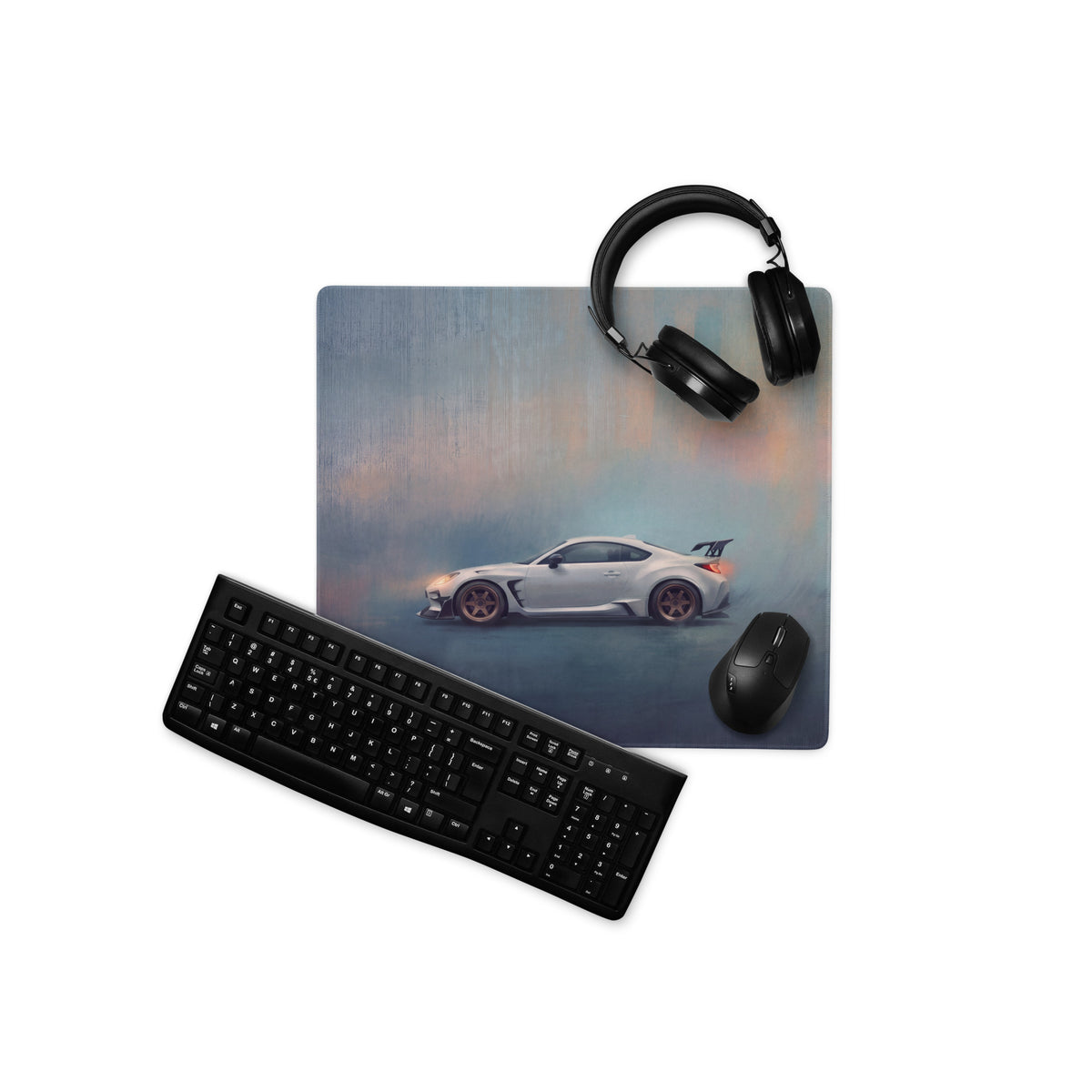 Toyota GR86 Inspired Halo White Bronze Rim Profile Desk Mat – Low-Friction Cloth Setup Mousepad