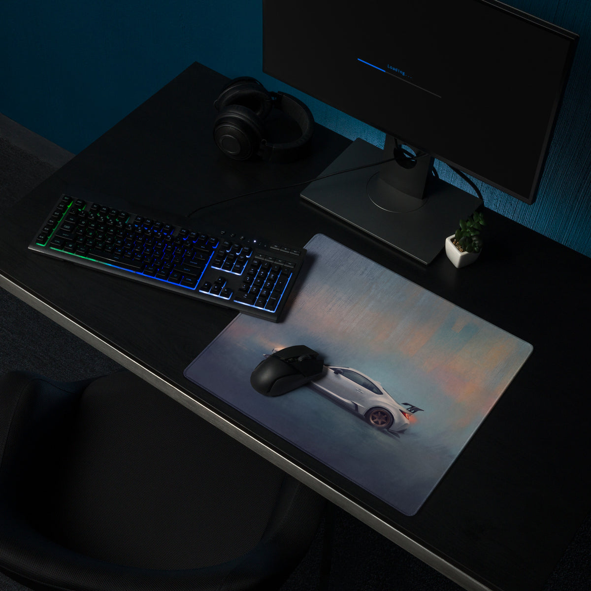Toyota GR86 Inspired Halo White Bronze Rim Profile Desk Mat – Low-Friction Cloth Setup Mousepad