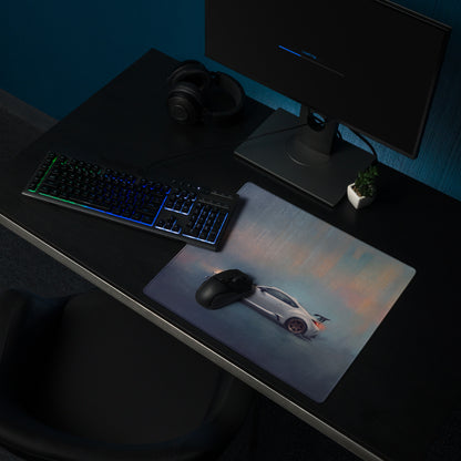 Toyota GR86 Inspired Halo White Bronze Rim Profile Desk Mat – Low-Friction Cloth Setup Mousepad