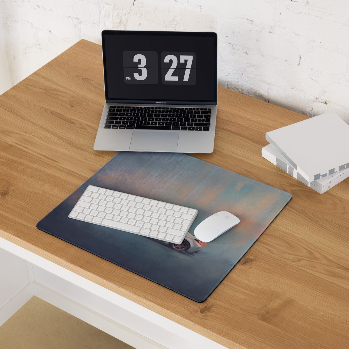 Toyota GR86 Inspired Halo White Bronze Rim Profile Desk Mat – Low-Friction Cloth Setup Mousepad